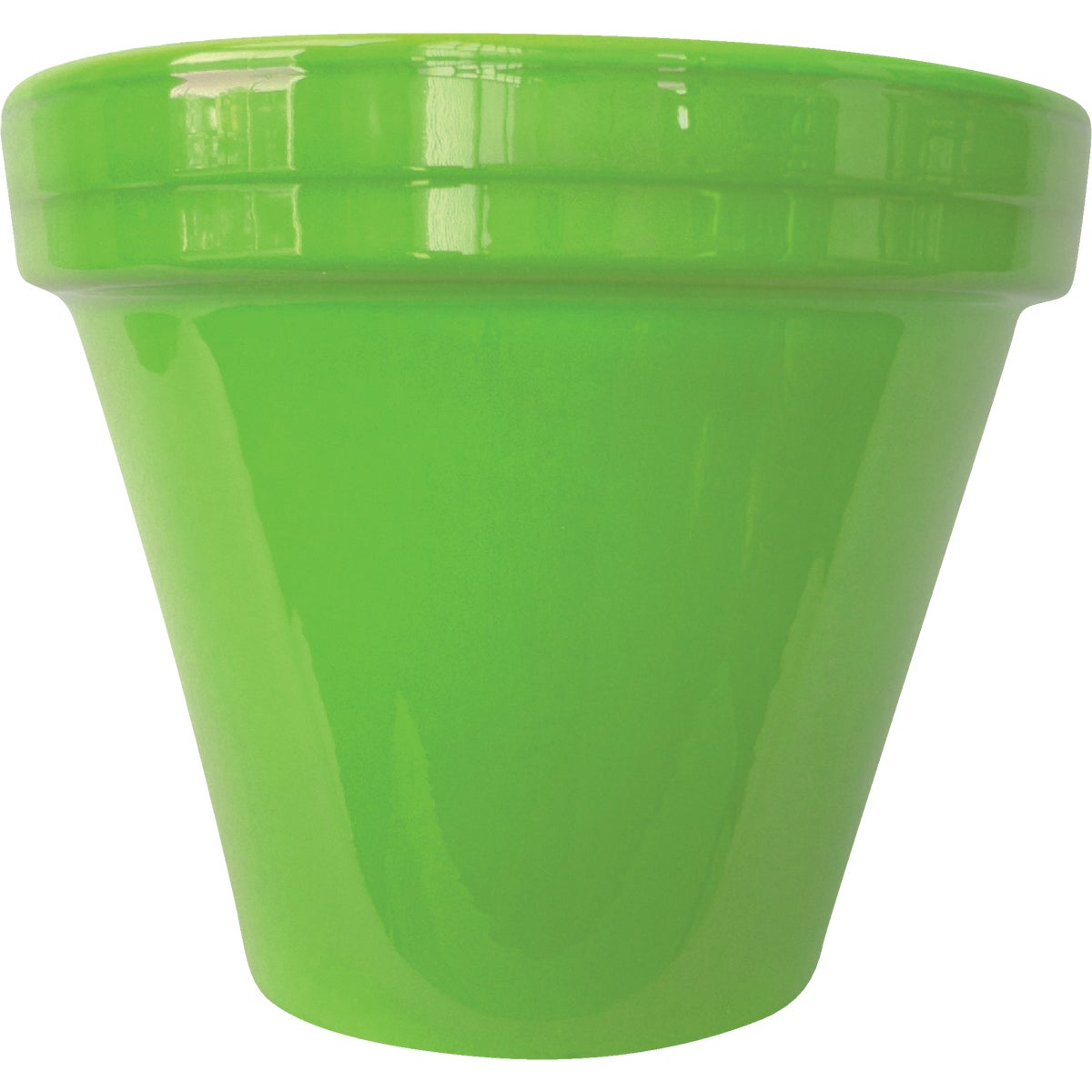 Ceramo Spring Fever 6-1/2 In. H. x 5-1/2 In. Dia. Bright Green Clay Flower Pot