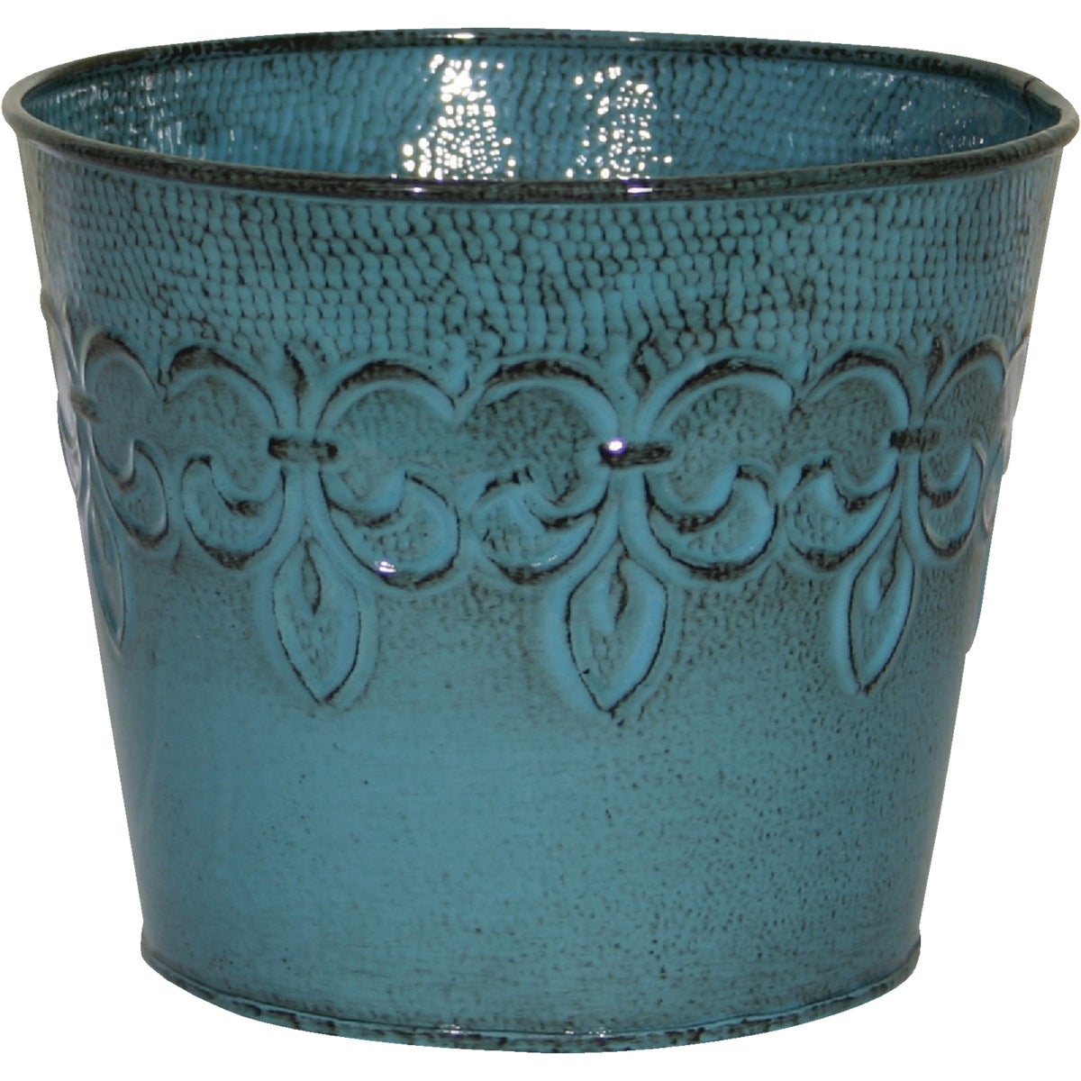 Robert Allen Fleur De Lis 4 In. Metal Surf Blue Planter