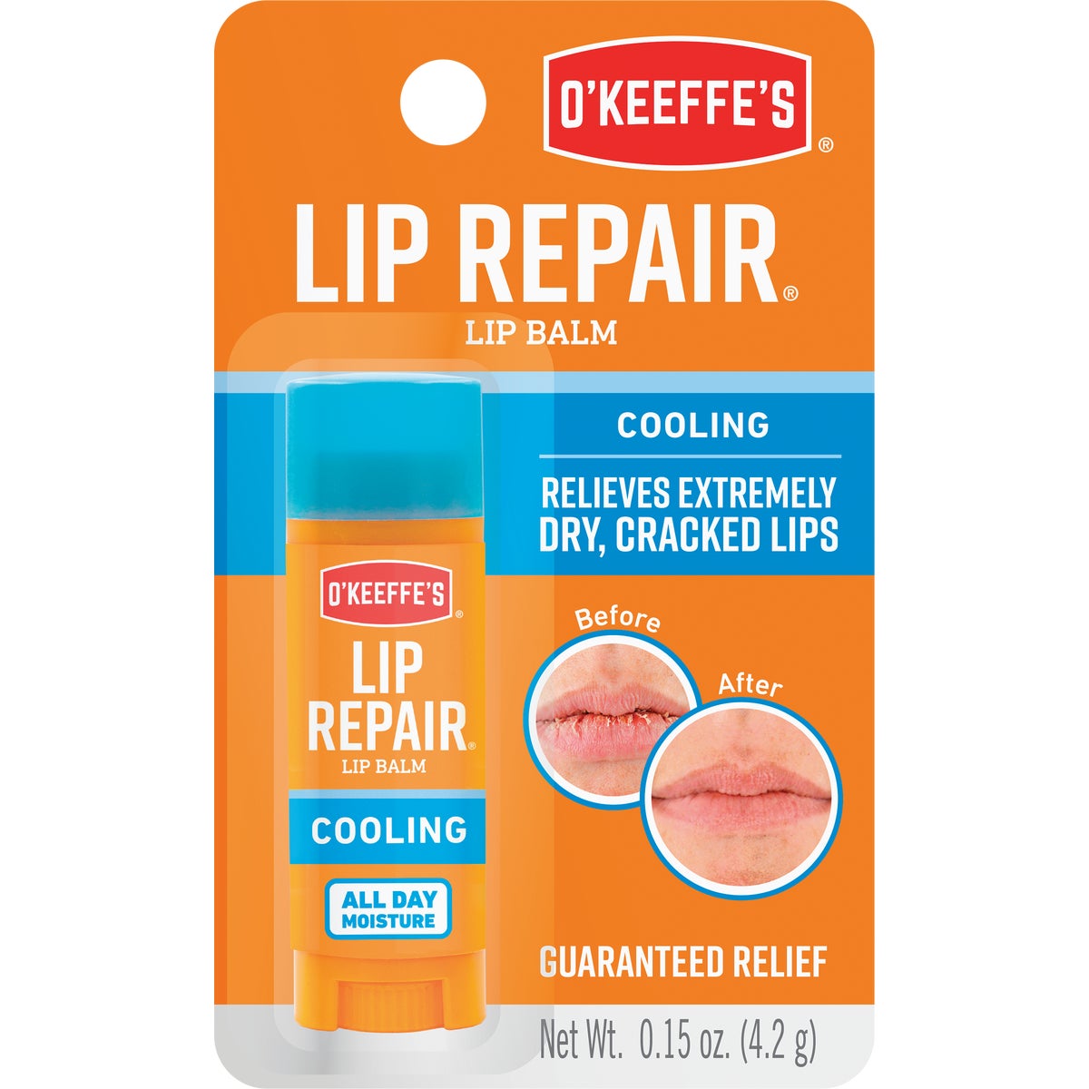 O'Keeffe's Cooling Relief Unflavored Lip Repair, 0.15 Oz.