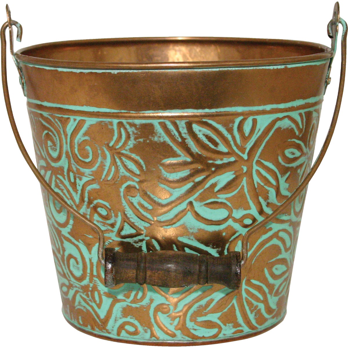 Robert Allen Vintage 8 In. Copper Floral Galvanized Metal Planter