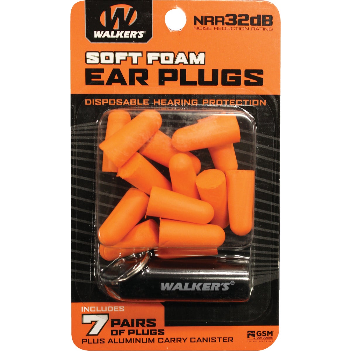 Walker's Soft Foam Neon Orange Ear Plugs (7-Pair)
