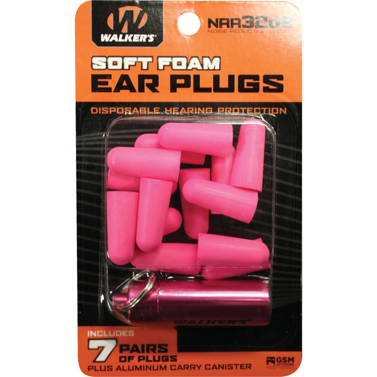 Walker's Soft Foam Neon Pink Ear Plugs (7-Pair)