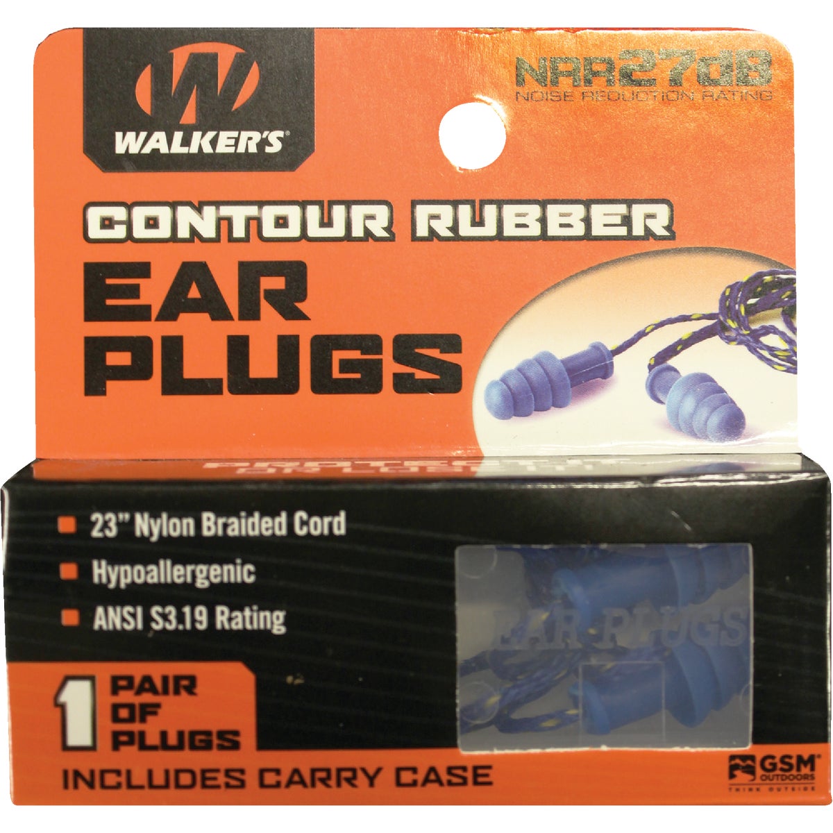 Walker's Contour Rubber Corded Blue Ear Plugs