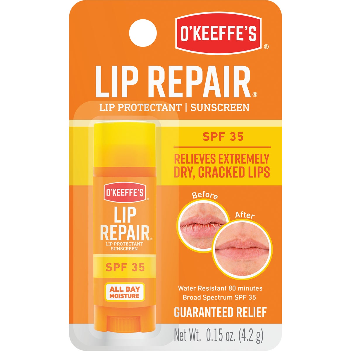 O'Keeffe's SPF 35 Unflavored Lip Repair, 0.15 Oz.