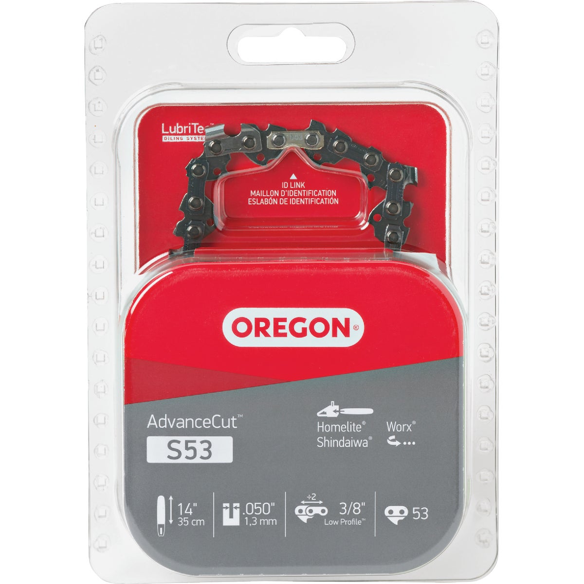 Oregon S53 AdvanceCut Saw Chain for 14 in. Bar - 53 Drive Links - fits Craftsman, Homelite, Shindaiwa and more