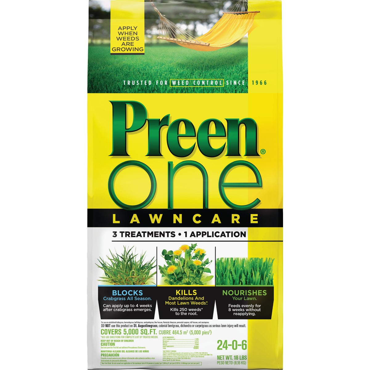 Preen One Lawn Care 18 Lb. Ready To Use Granules Weed Killer with Fertilizer