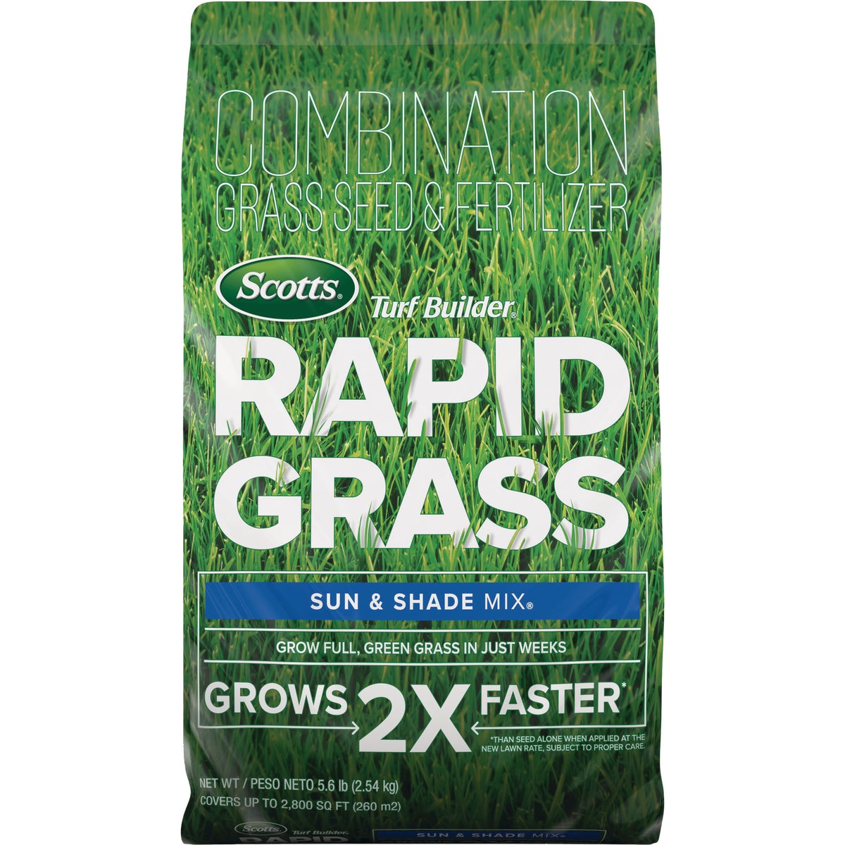 Scotts Turf Builder Rapid Grass 5.6 Lb. 2800 Sq. Ft. Coverage Sun & Shade Mix Seed & Fertilizer Combination