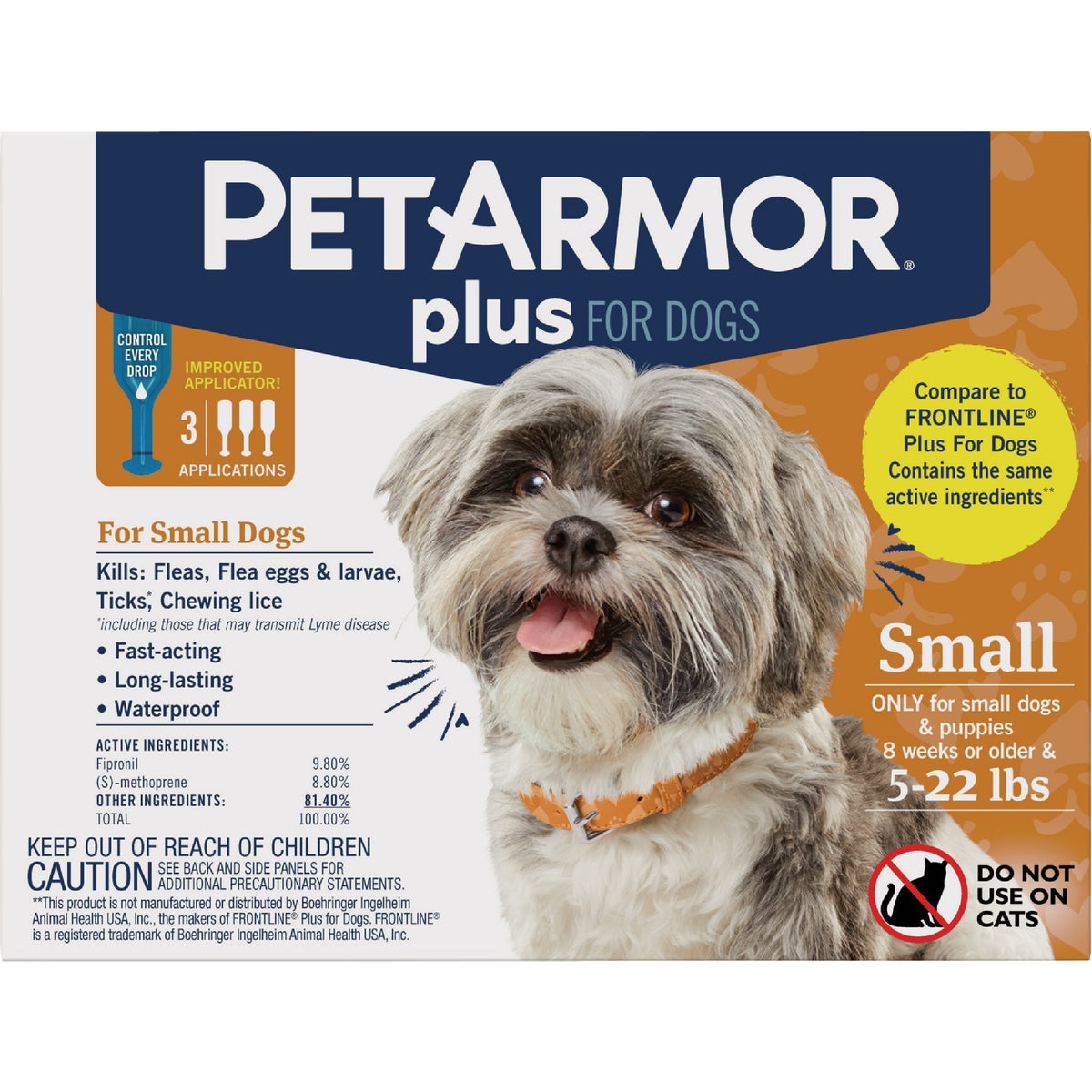 PetArmor Plus For Dogs 5 to 22 Lb. Flea & Tick Topical Treatment (3-Pack)