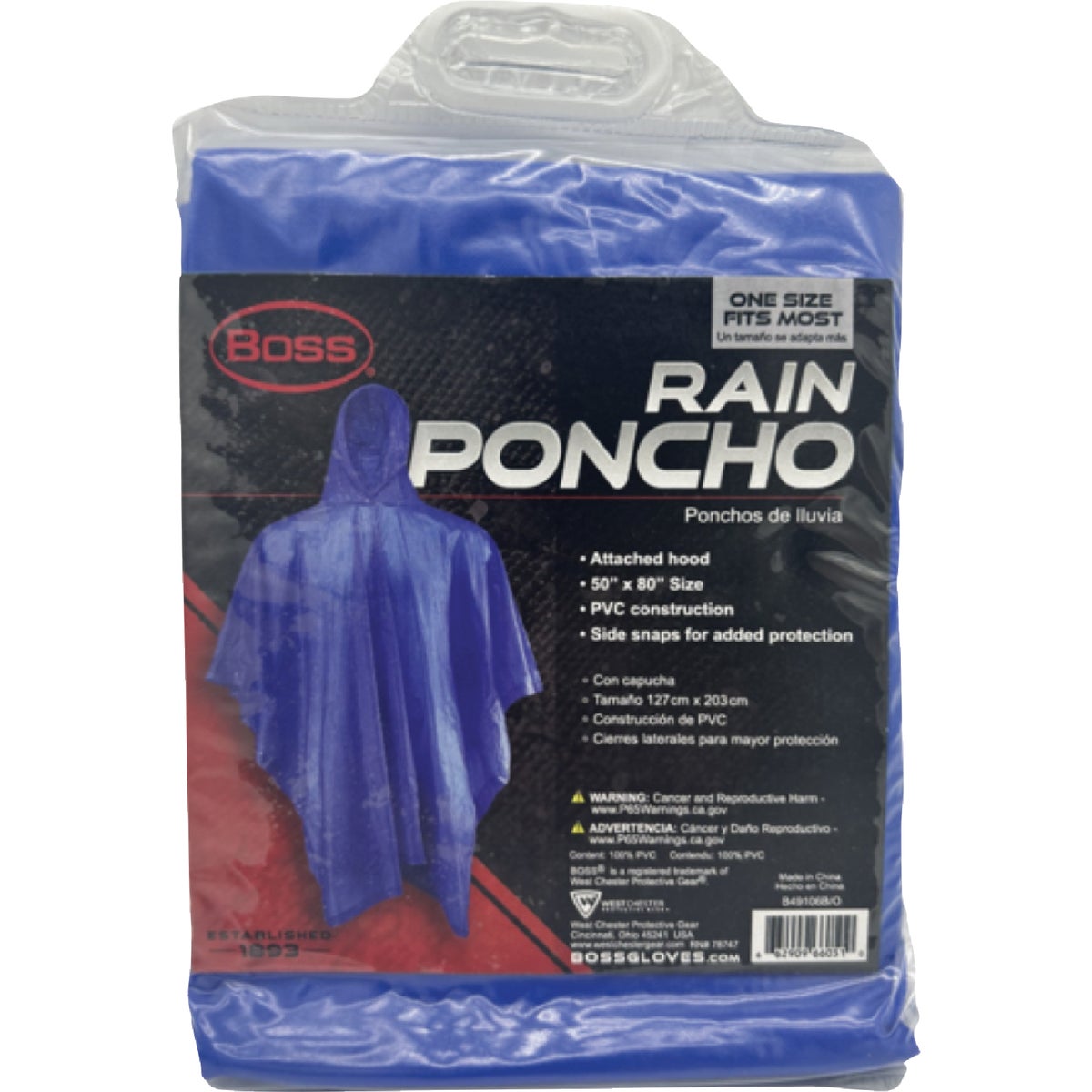 West Chester Protective Gear 50 In. x 80 In. Blue Rain Poncho