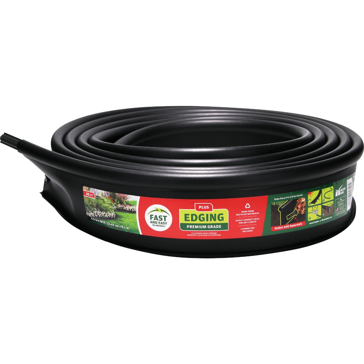 Master Mark Plus 4.5 In. x 20 Ft. Black Plastic Landscape Edging Kit with YardPack