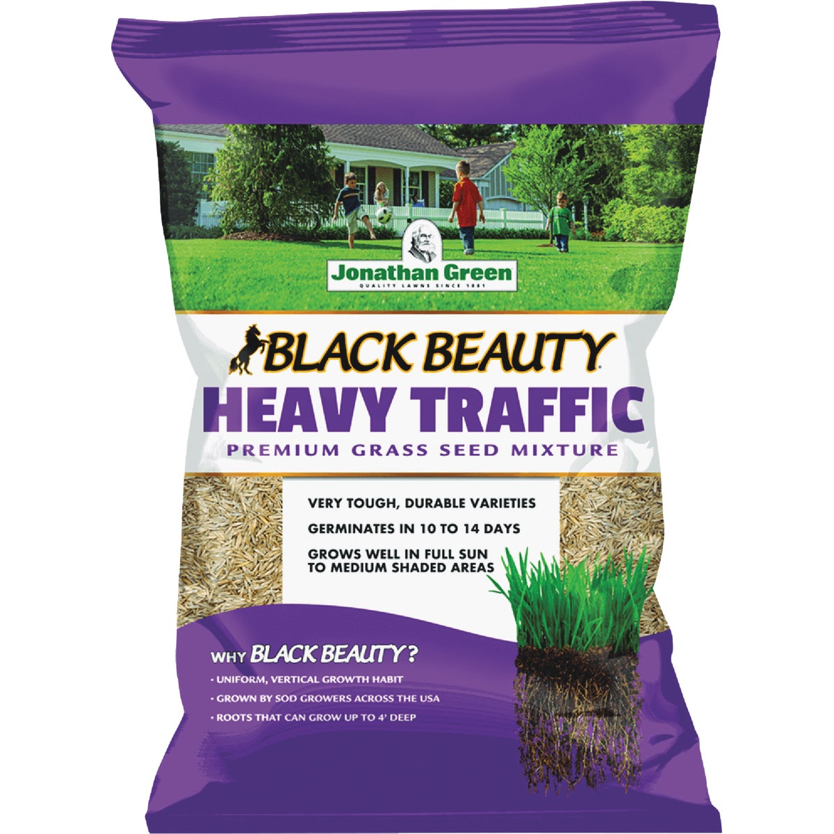 Jonathan Green Black Beauty Heavy Traffic 25 Lb. 6250 Sq. Ft. Coverage Grass Seed