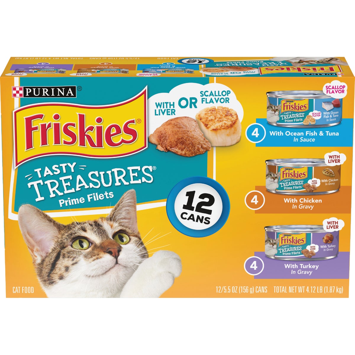 Purina Friskies Tasty Treasures Ocean Fish & Tuna/Chicken/Turkey Variety Pack Adult Wet Cat Food (12-Pack)