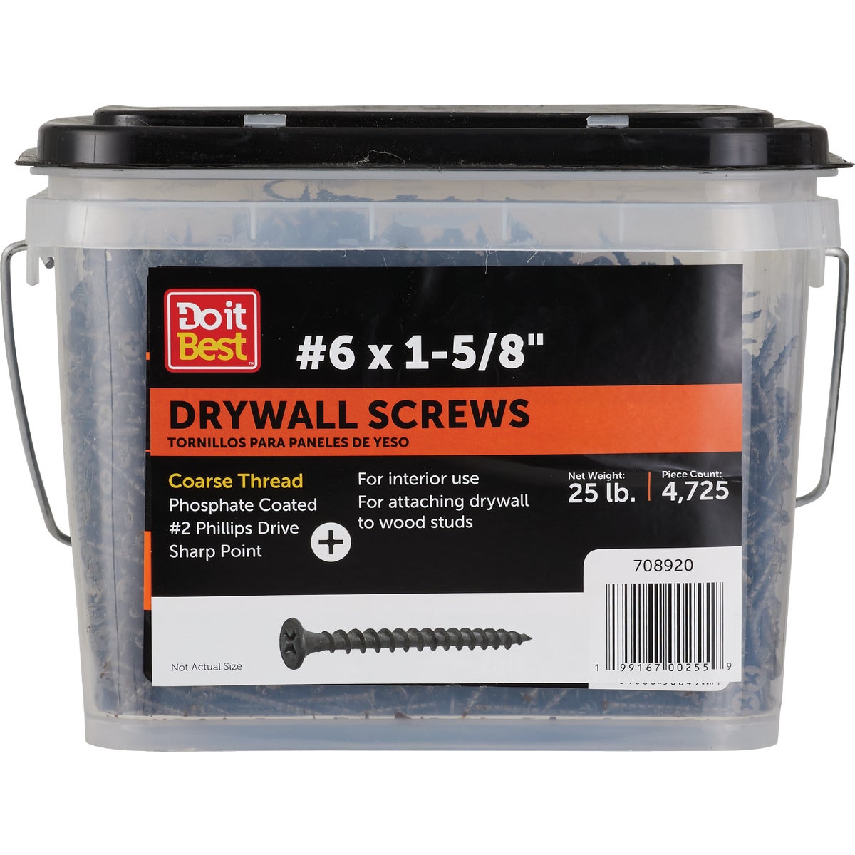Grip-Rite #6 x 1-5/8 In. Coarse Thread Drywall Screw (25 Lb. Pail)