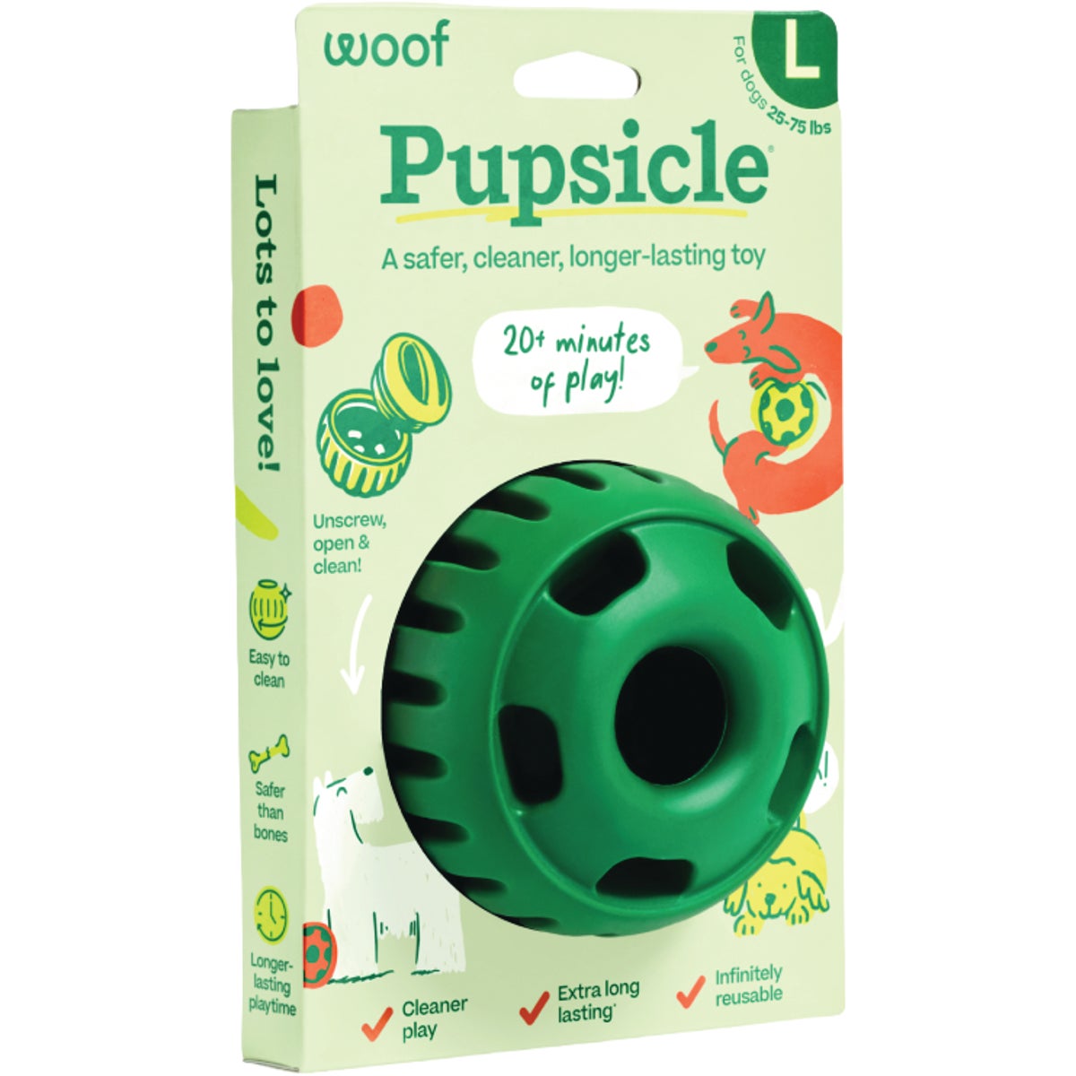 Woof Pupsicle Large Green Dog Toy