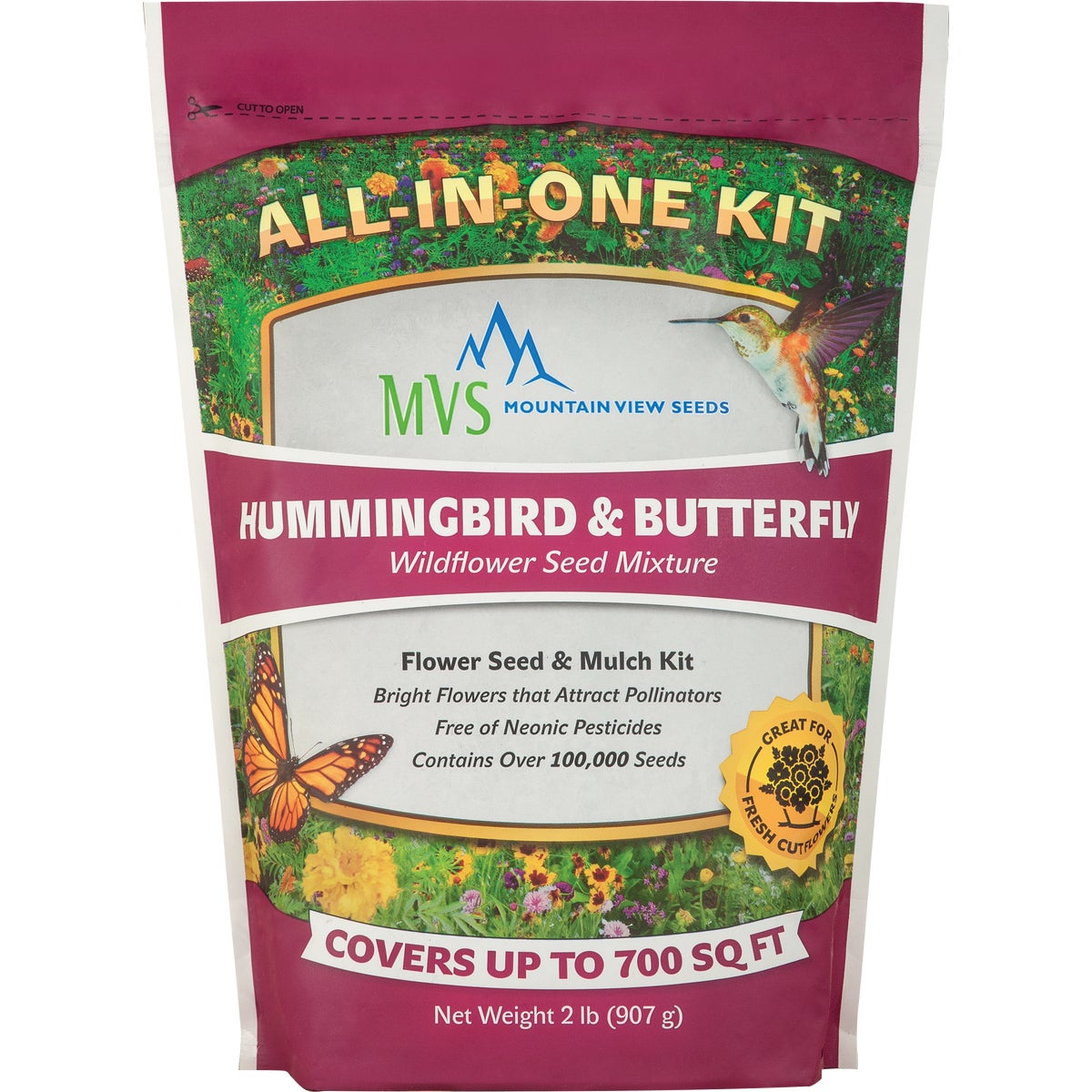 Mountain View Seeds 2 Lb. 700 Sq. Ft. Coverage Hummingbird & Butterfly Wildflower Seed Mix