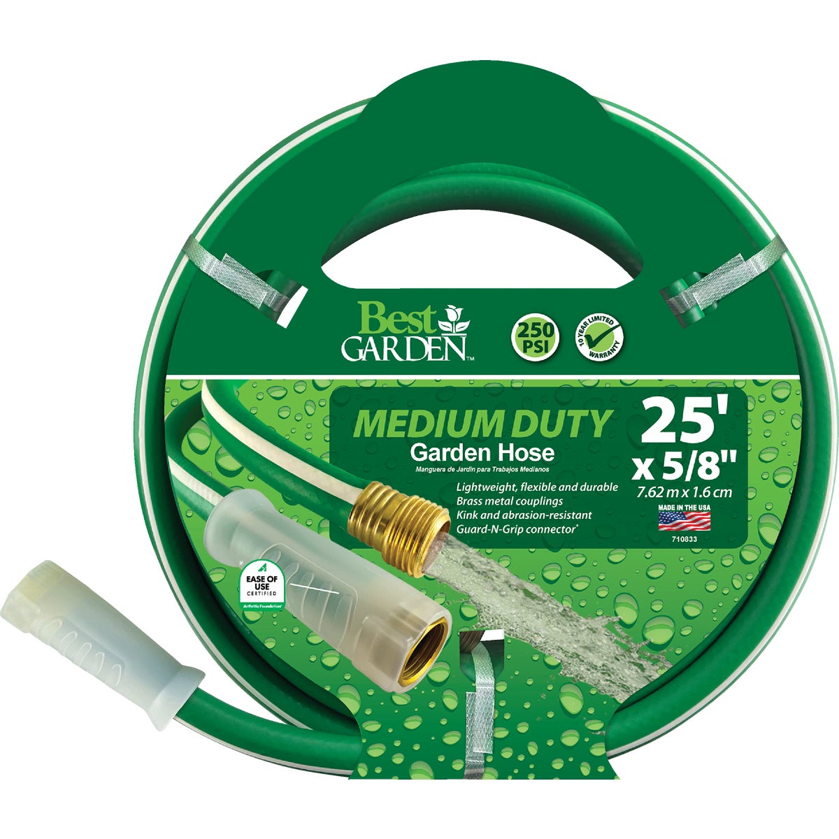 Best Garden 5/8 In. Dia. x 25 Ft. L. Medium-Duty Vinyl Garden Hose W/Guard-N-Grip