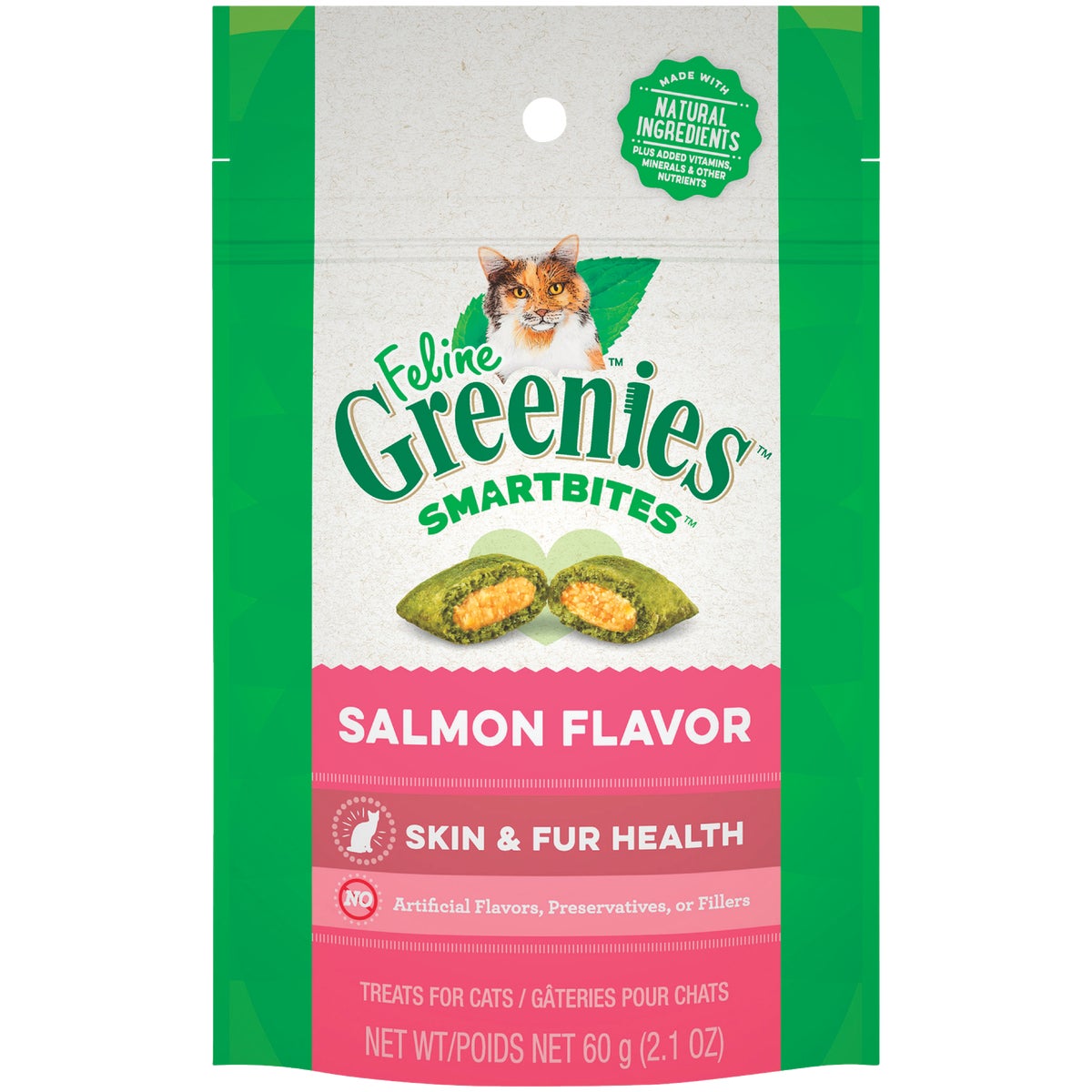 Greenies SmartBites Salmon 2.1 Oz. Skin & Fur Health Cat Treats