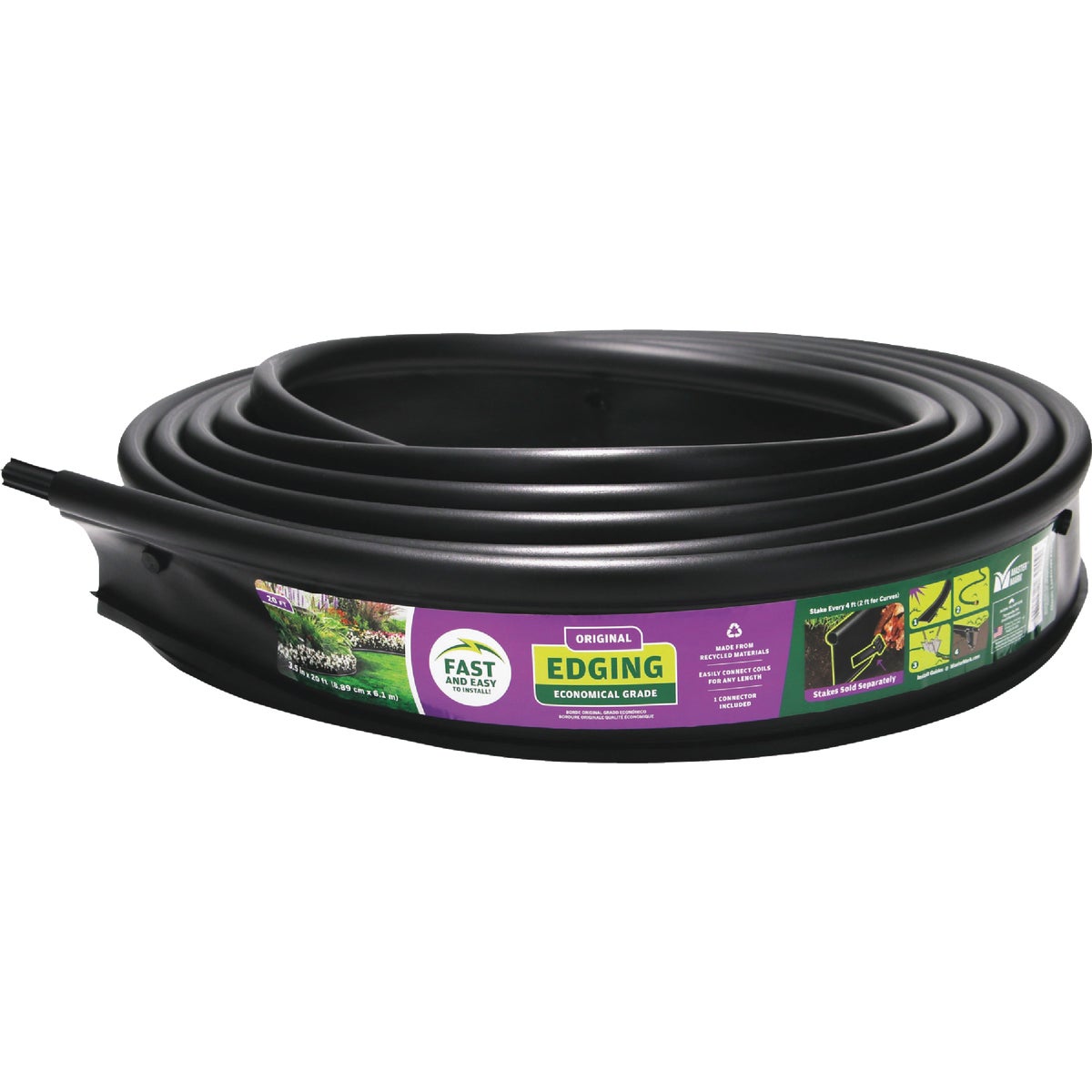 Master Gardener 3.5 In. H. x 20 Ft. L. Black Recycled Plastic Lawn Edging