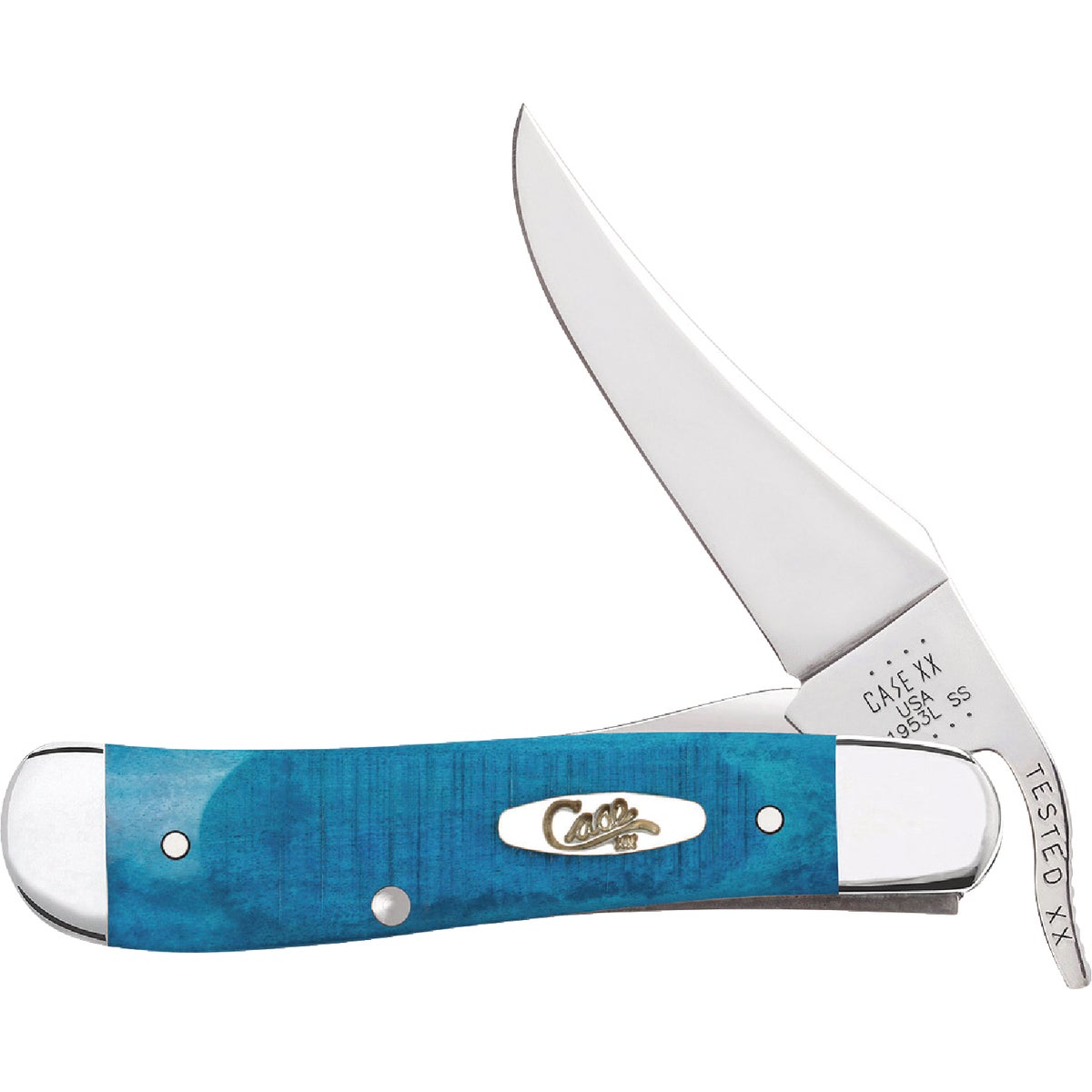 Case 2.7 In. Sawcut Jig Caribbean Blue Bone RussLock Pocket Knife