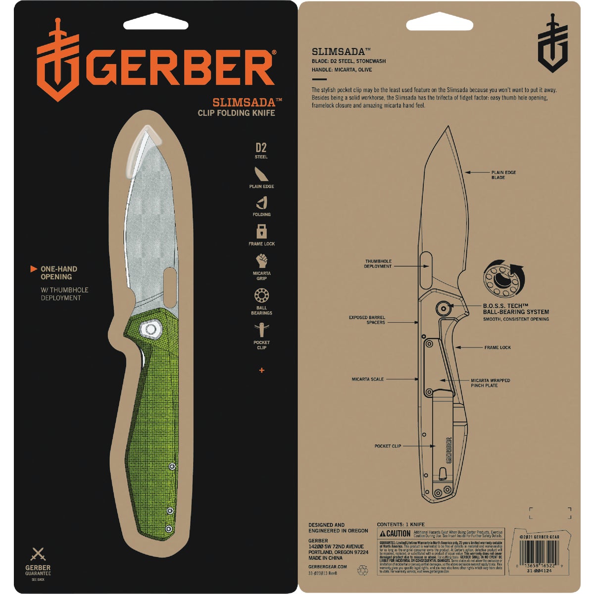 Gerber Slimsada 3.47 In. Clip Folding Knife