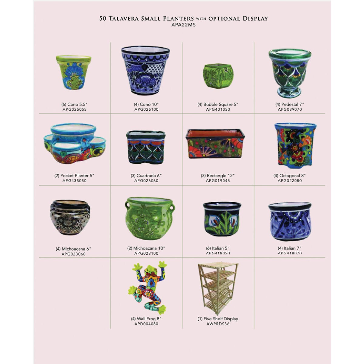 Avera Products Talavera Ceramic Small Planter Assortment (50-Piece)