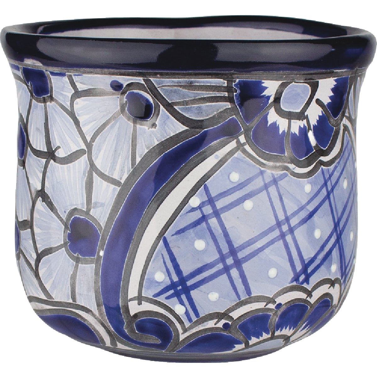 Syndicate Home and Garden 5 In. Italian Blue & White Clay Planter