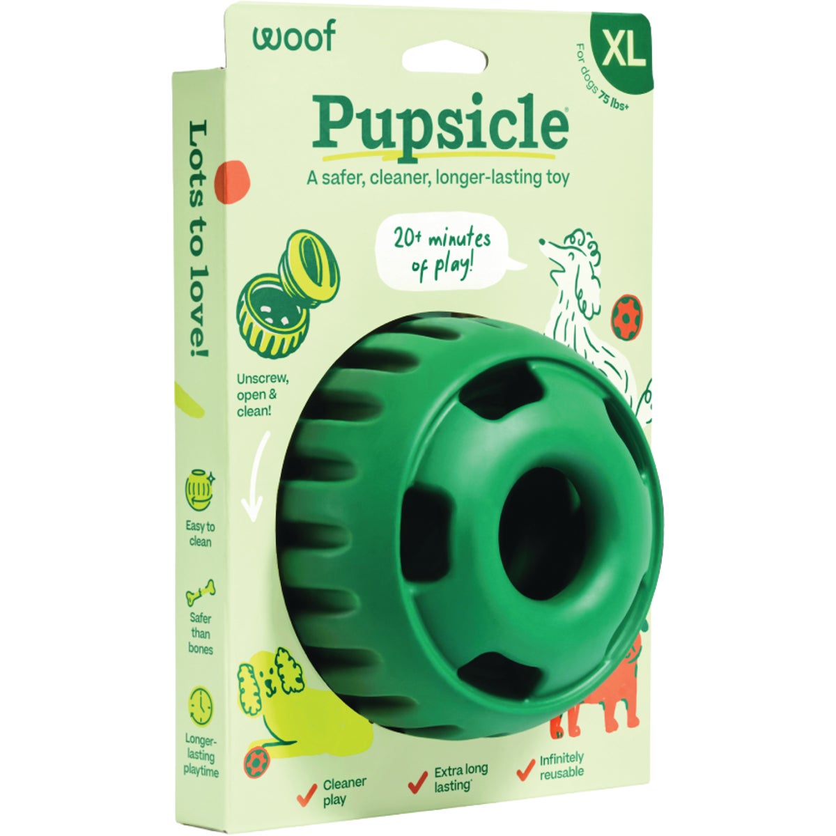Woof Pupsicle XL Green Dog Toy