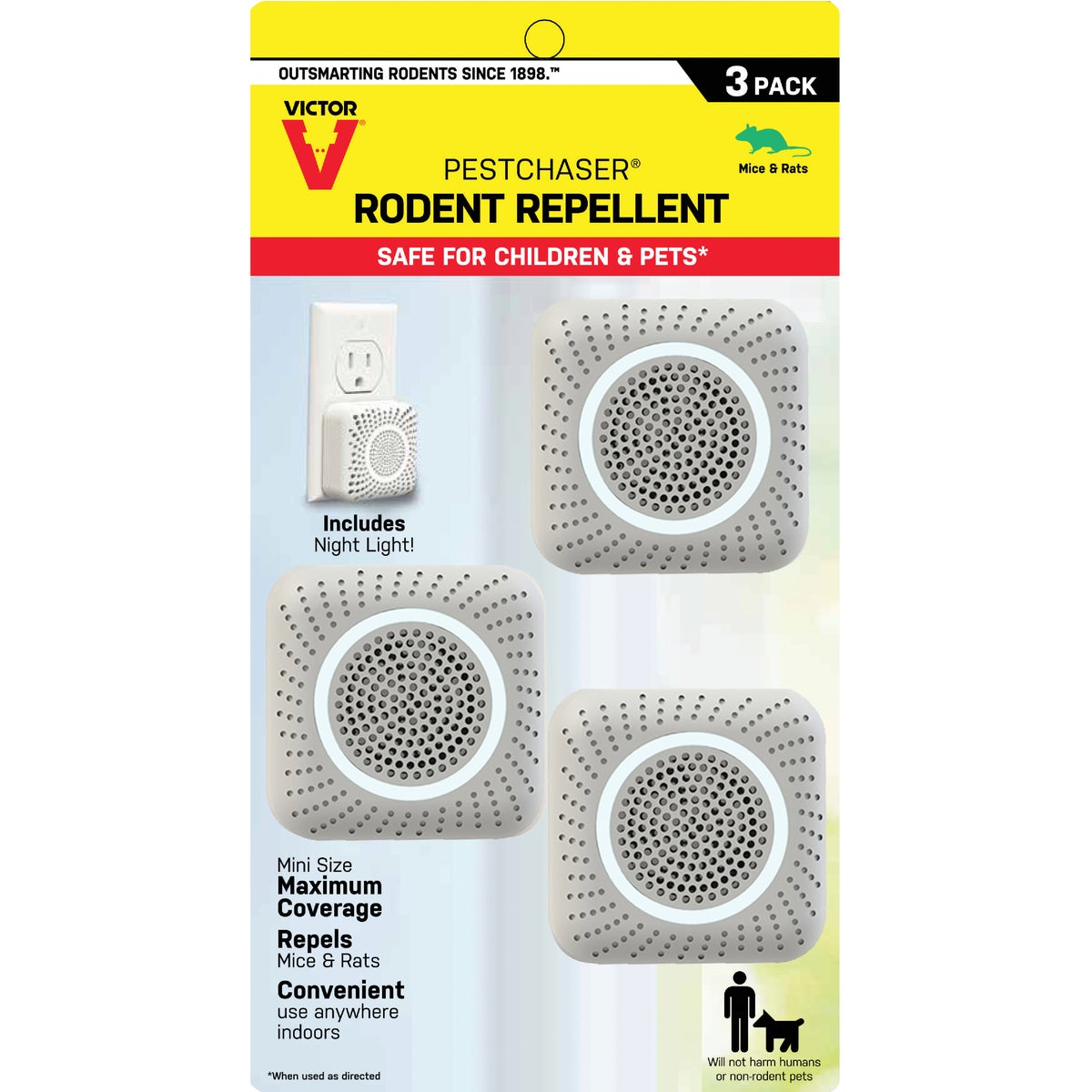 Victor Mini PestChaser Sonic 400 Sq. Ft. Coverage 110 VAC Electronic Pest Repellent (3-Pack)