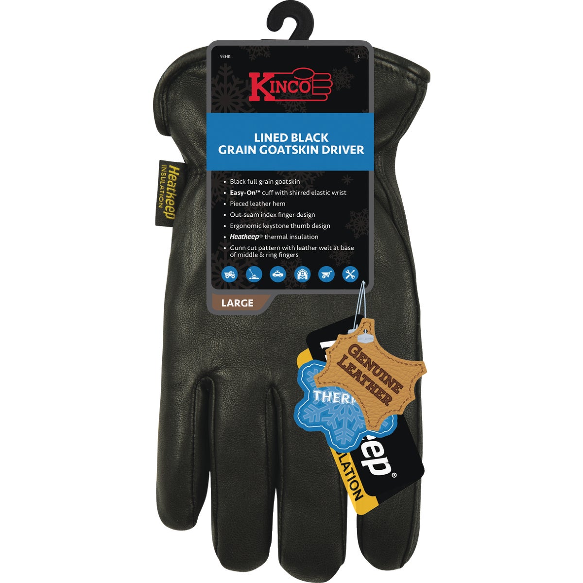 Kinco Men's Large Full Grain Goatskin Thermal Insulated Winter Work Glove