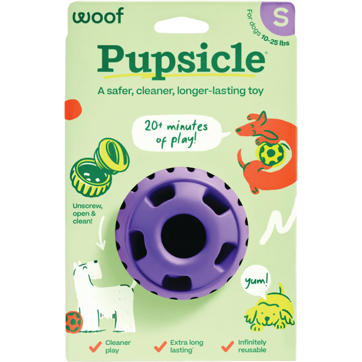 Woof Pupsicle Small Lavender Dog Toy