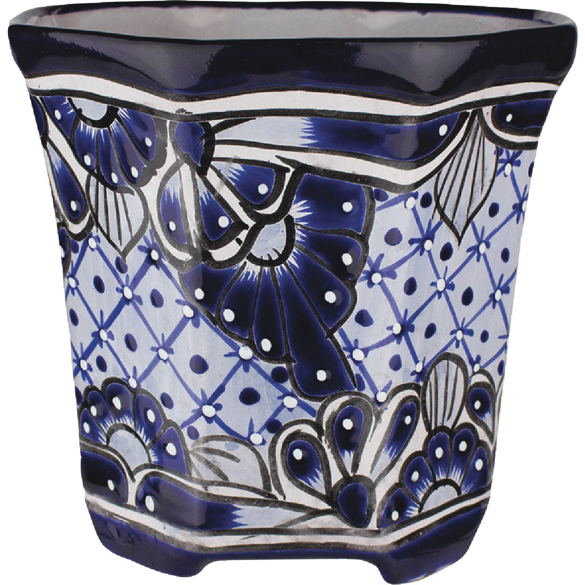 Syndicate Home and Garden 8 In. Blue & White Octagonal Clay Planter
