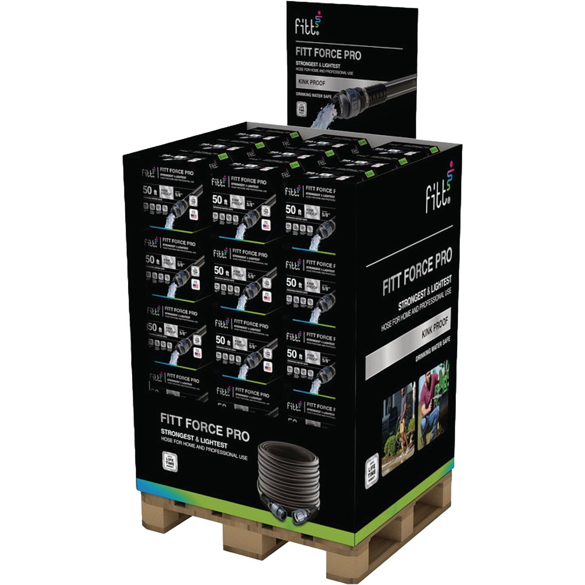 Fitt Force Pro 5/8 In. x 50 Ft. Commercial Grade Hose Quarter Pallet Display (24-Piece)