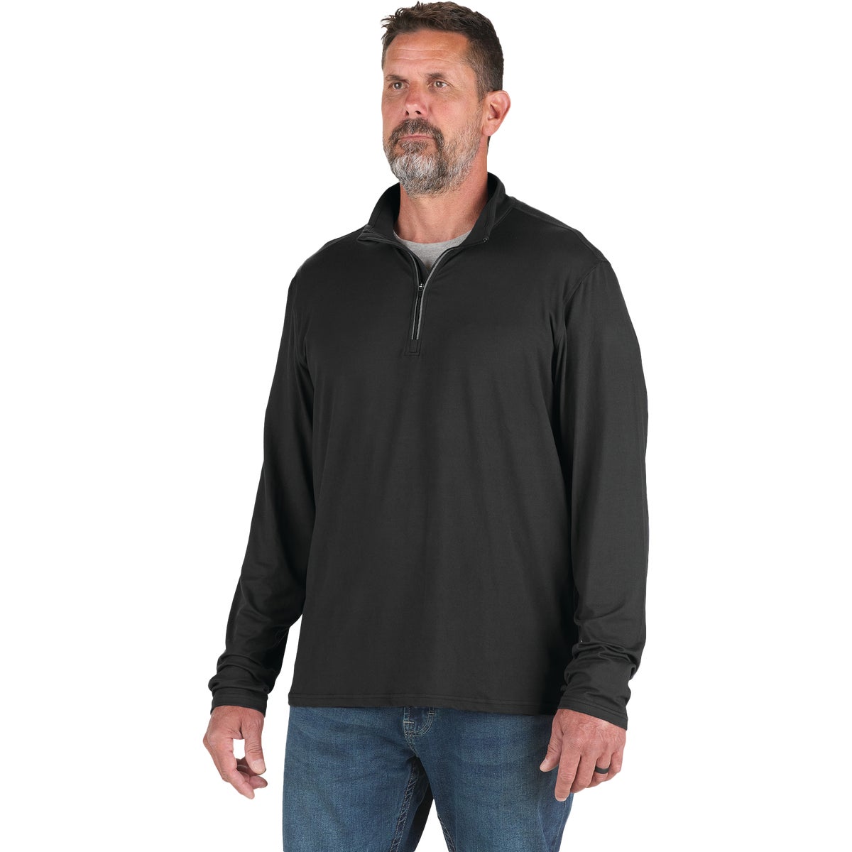 Berne Men's Medium Black Midweight UPF Quarter-Zip Shirt