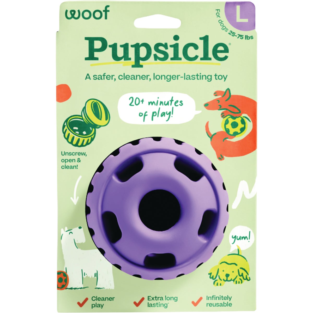 Woof Pupsicle Large Lavender Dog Toy