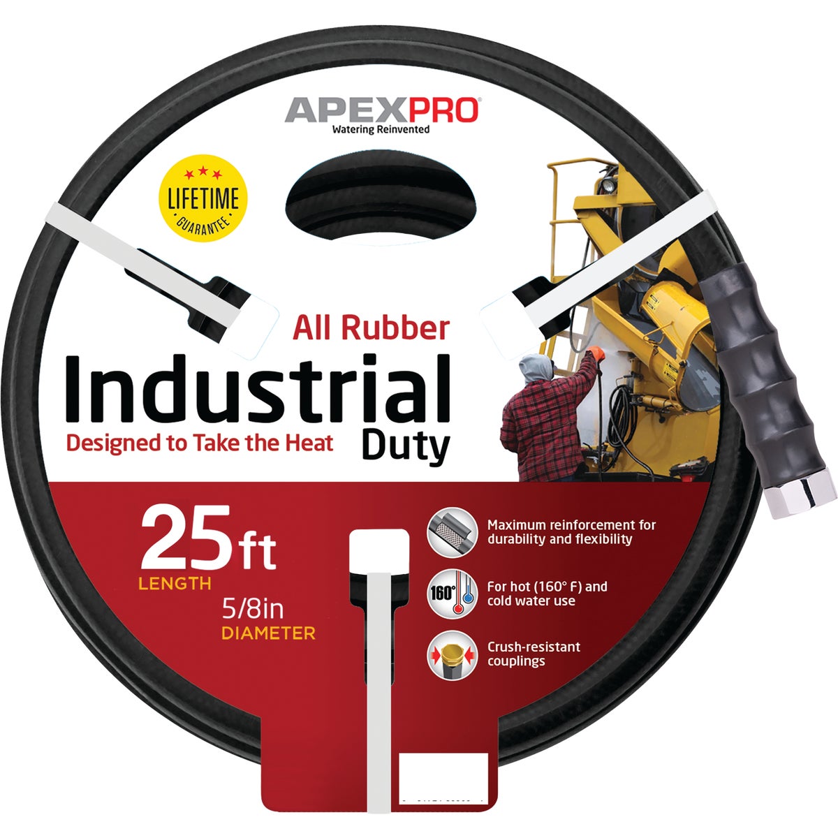 Apex Pro 5/8 In. Dia. x 25 Ft. Black Rubber Hot Water Garden Hose