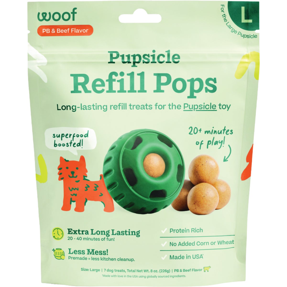 Woof Pupsicle Large Peanut Butter & Beef Refill Pop Treat (7-Pack)