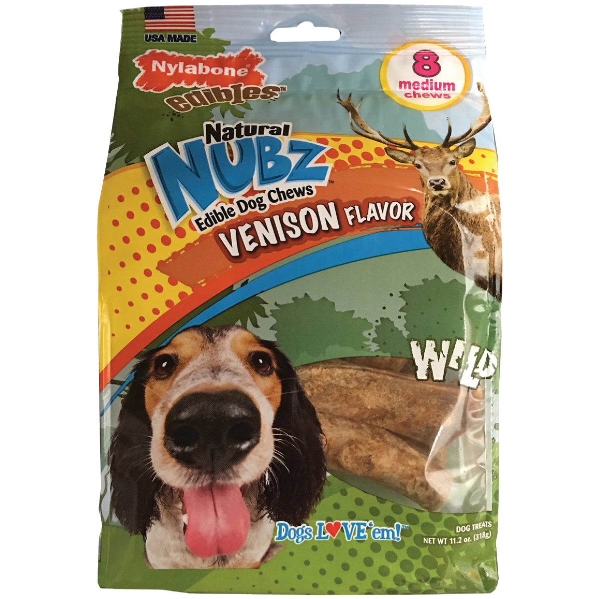 Nylabone Nubz Wild Antler Natural Long Lasting Edible Vension Flavor Medium Dog Chews (8-Pack)