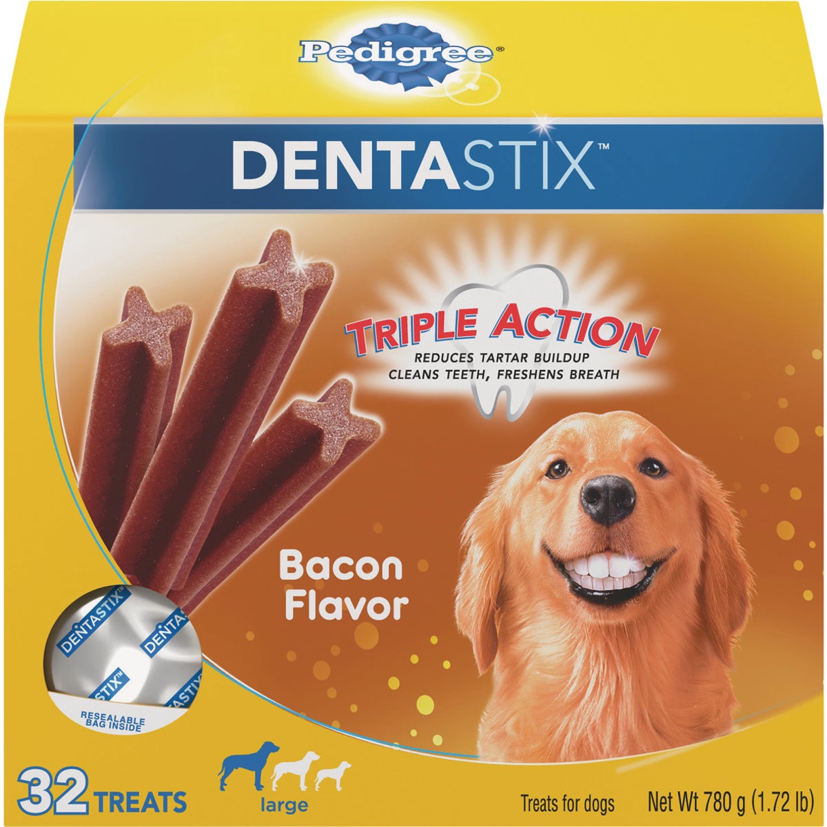 Pedigree Dentastix Large Dog Bacon Flavor Dental Dog Treat (32-Pack)