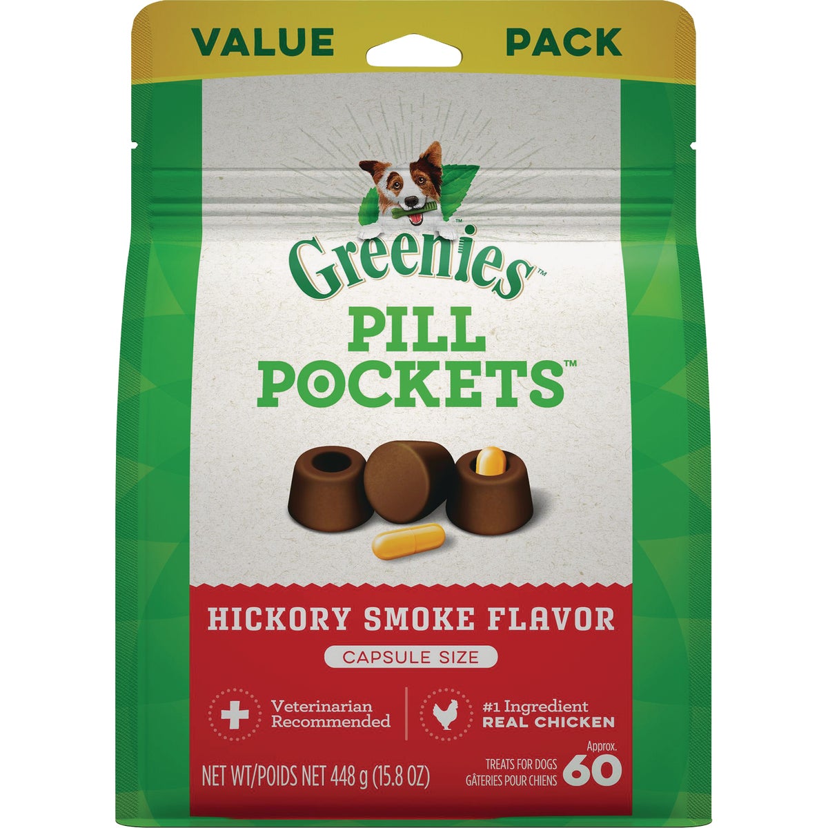 Greenies Capsule Pill Pockets Hickory Smoke Flavor Chewy Dog Treat (60-Pack)