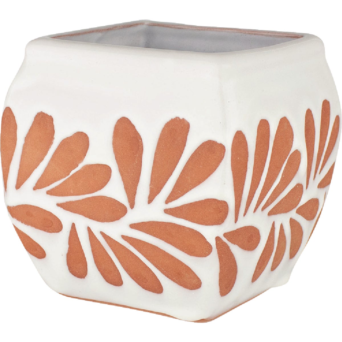 Syndicate Home and Garden 5 In. Bubble Square Plumeado White Clay Planter