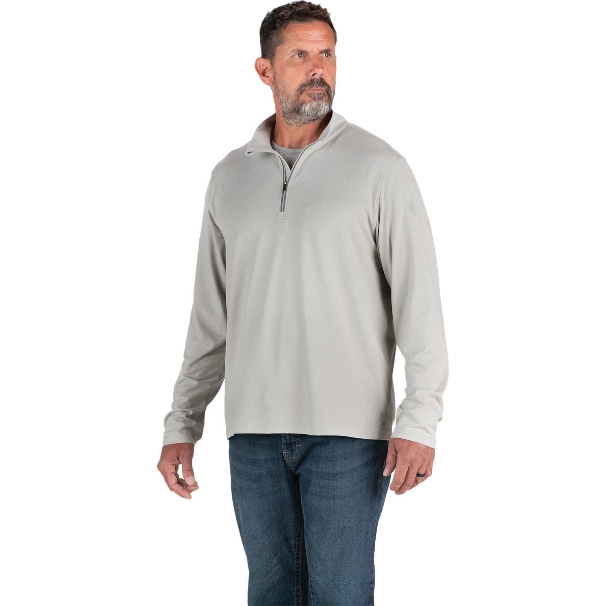 Berne Men's Medium Heathered Gray Midweight UPF Quarter-Zip Shirt