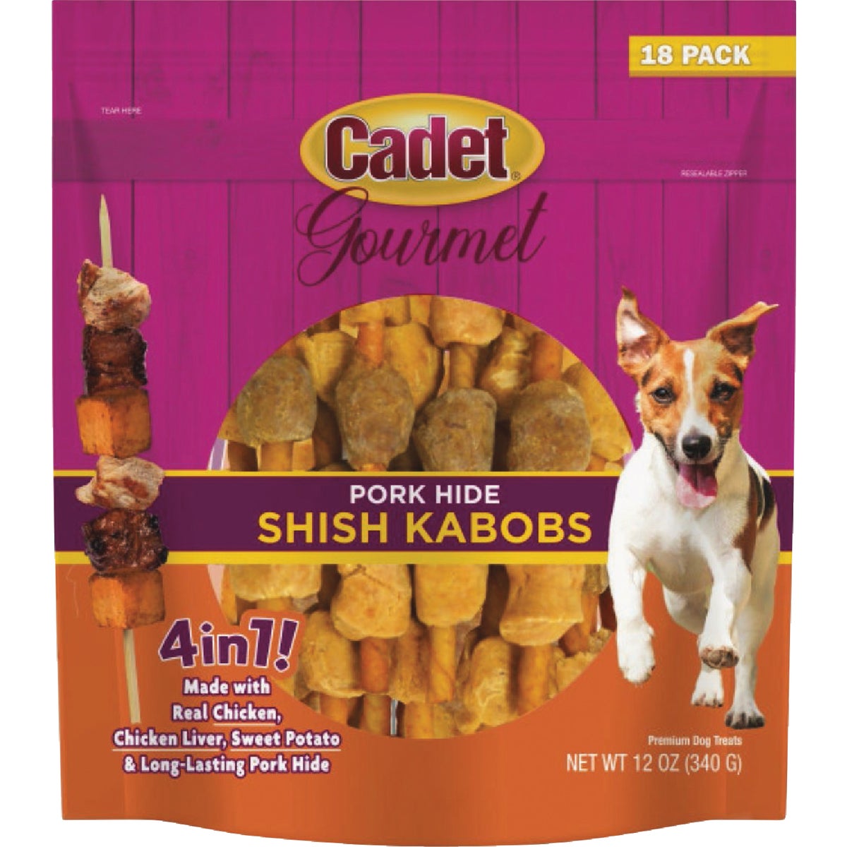 Cadet Gourmet 12 Oz. Pork Hide Shish Kabob Dog Treats