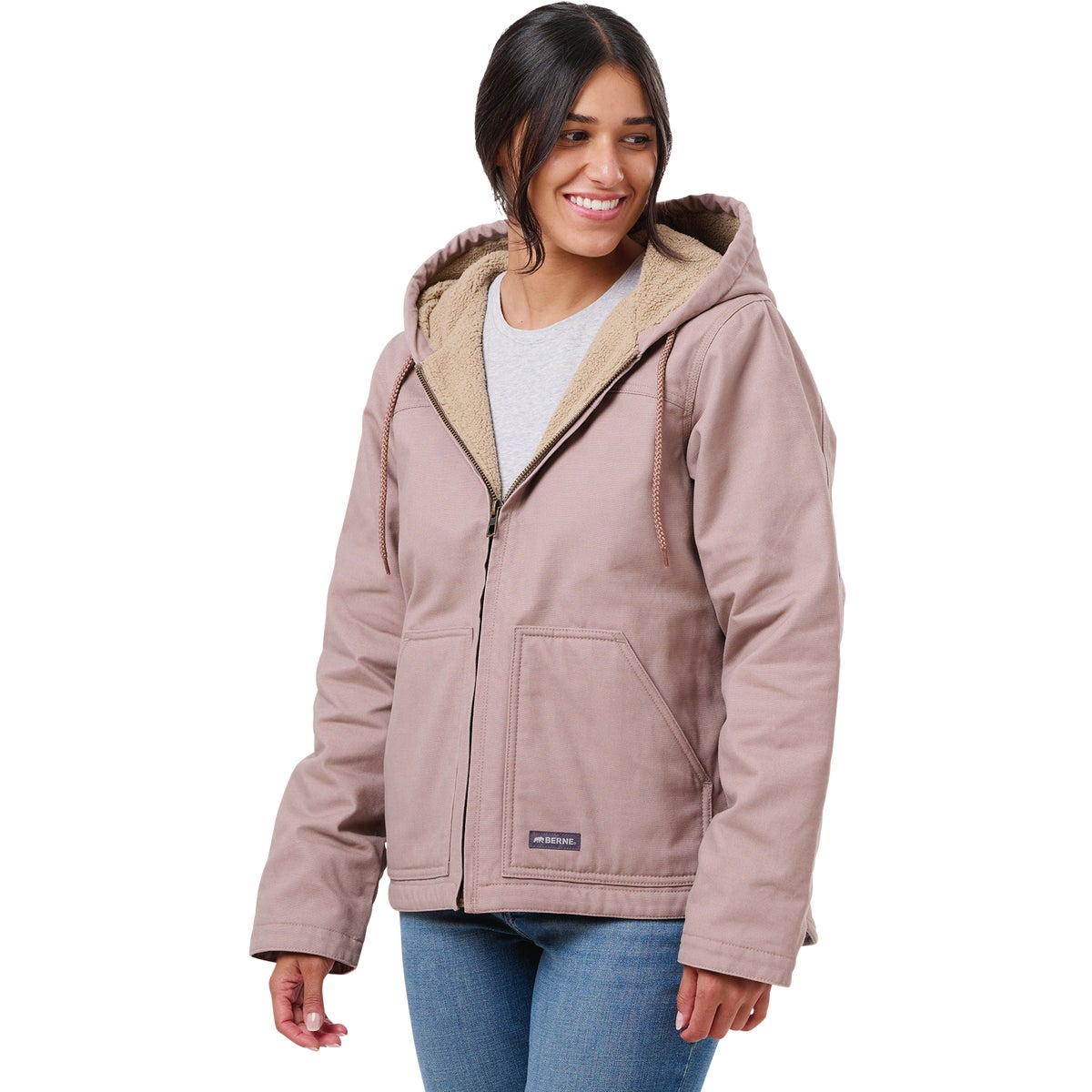 Berne Women's XL Antler Sherpa-Lined Softstone Duck Hooded Jacket