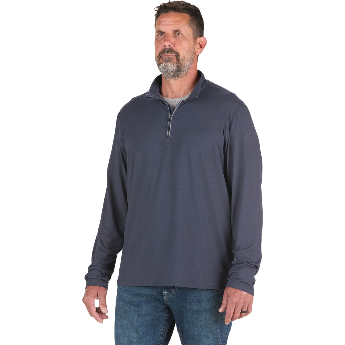 Berne Men's Large Navy Midweight UPF Quarter-Zip Shirt