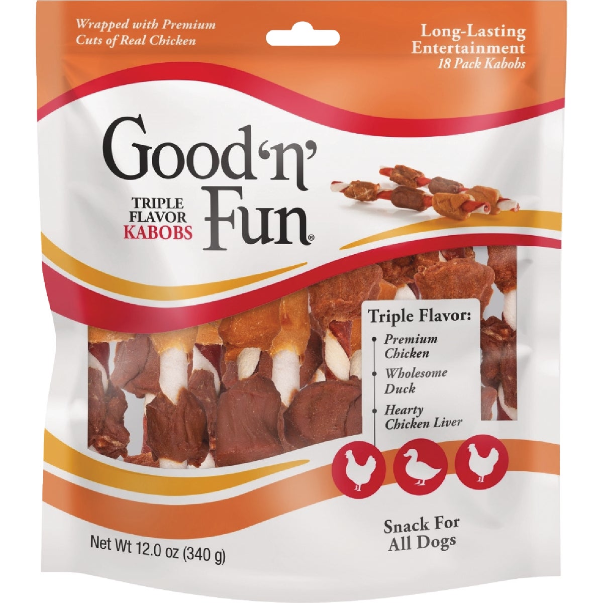 Good 'N' Fun Triple Flavor Kabob Dog Snack (18-Pack)