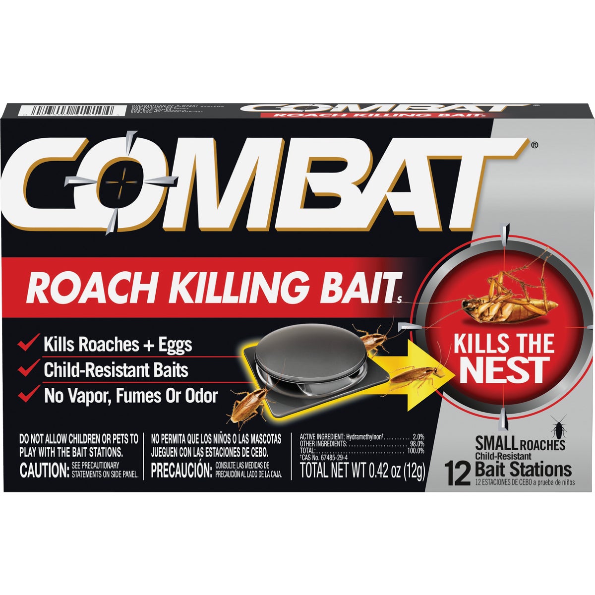 Combat Source Kill Max 0.42 Oz. Solid Small Roach Bait Station (12-Pack)