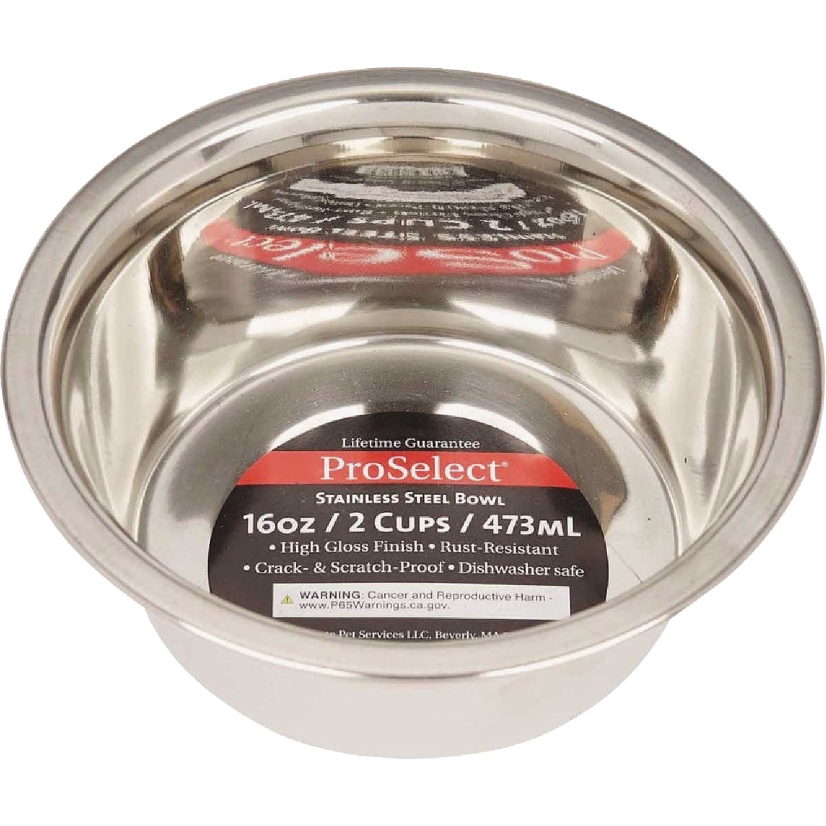 Boss Pet ProSelect 16 Oz. Heavy Stainless Steel Mirror Finish Dog Bowl