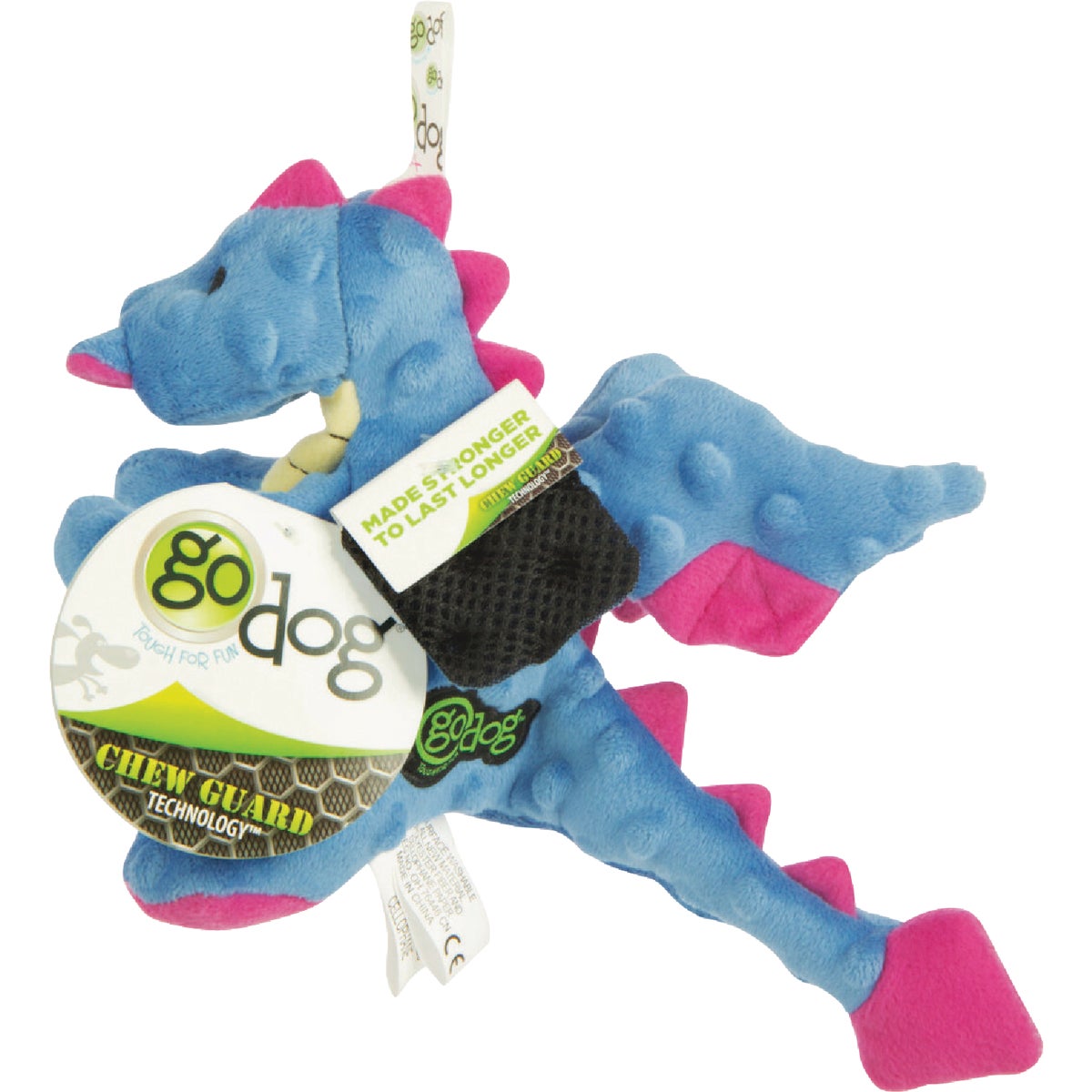 goDog Dragons Small Periwinkle Squeaky Plush Dog Toy