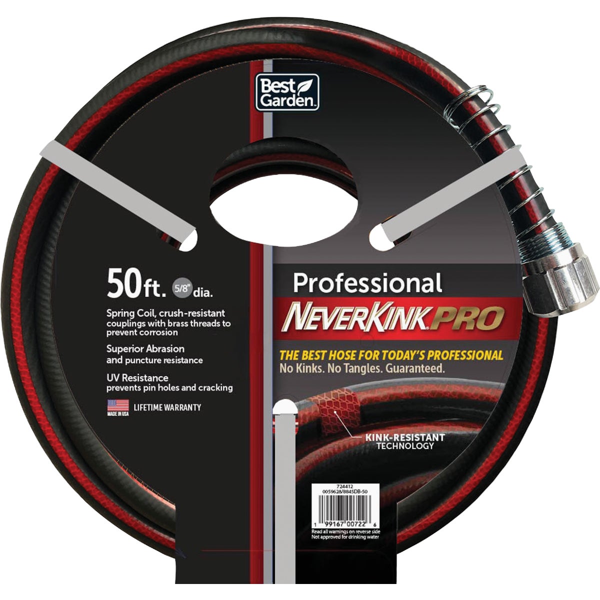 Best Garden NeverKink PRO 5/8 In. x 50 Ft. Professional Duty Garden Hose