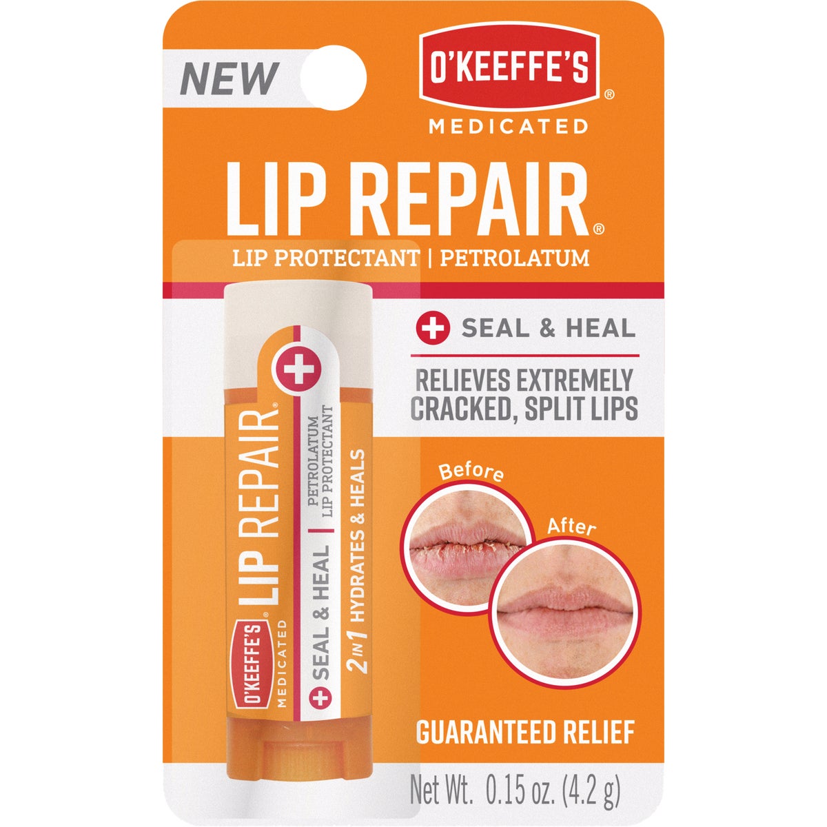 O'Keeffe's Seal & Heal Unflavored Lip Repair, 0.15 Oz.